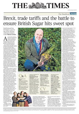 Brexit, Trade Tariffs and the Battle to Ensure British Sugar Hits Sweet Spot Brexit, Trade Tariffs and the Battle to Ensure Brit