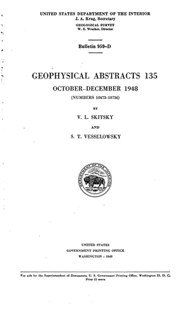 Geophysical Abstracts 135 October-December 1948 (Numbers 10473-10736)