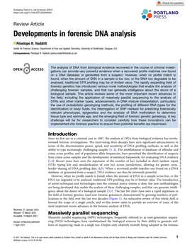 Developments in Forensic DNA Analysis