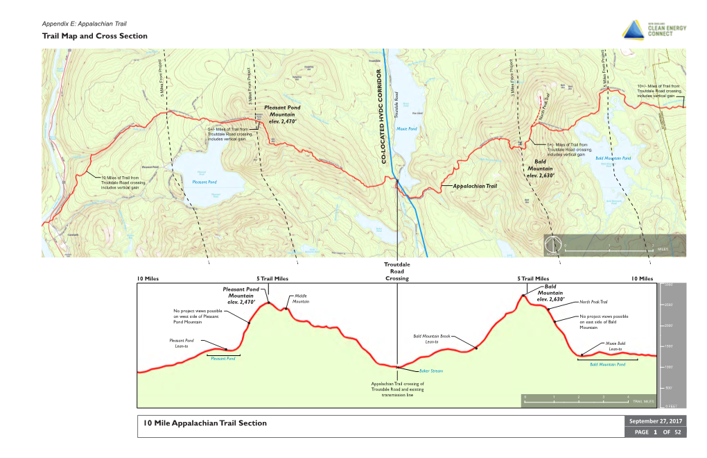 Trail Map and Cross Section 10 Mile Appalachian Trail Section