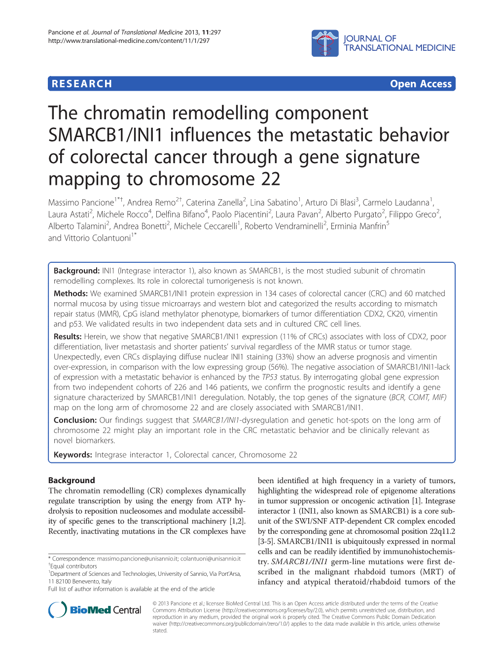 The Chromatin Remodelling Component SMARCB1/INI1