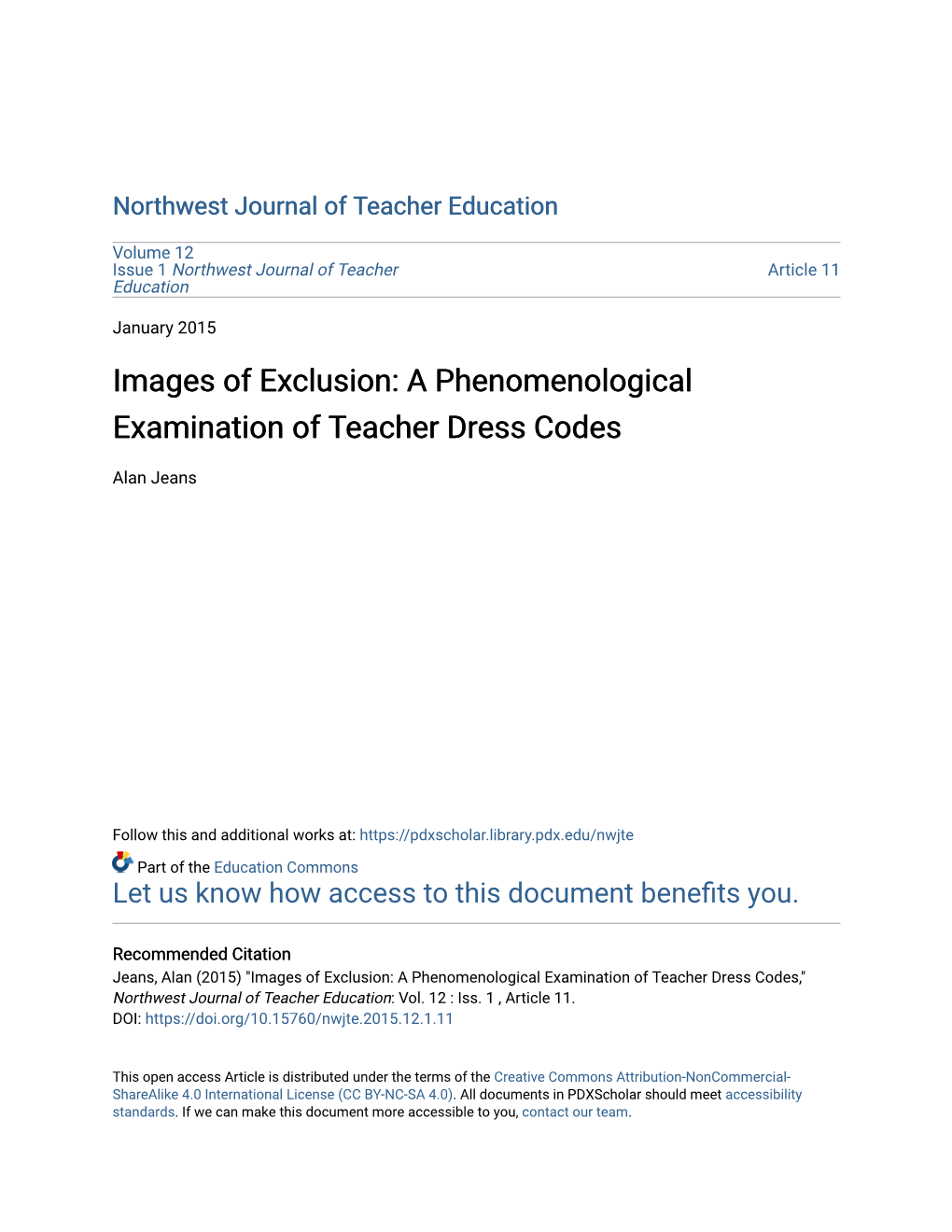 A Phenomenological Examination of Teacher Dress Codes