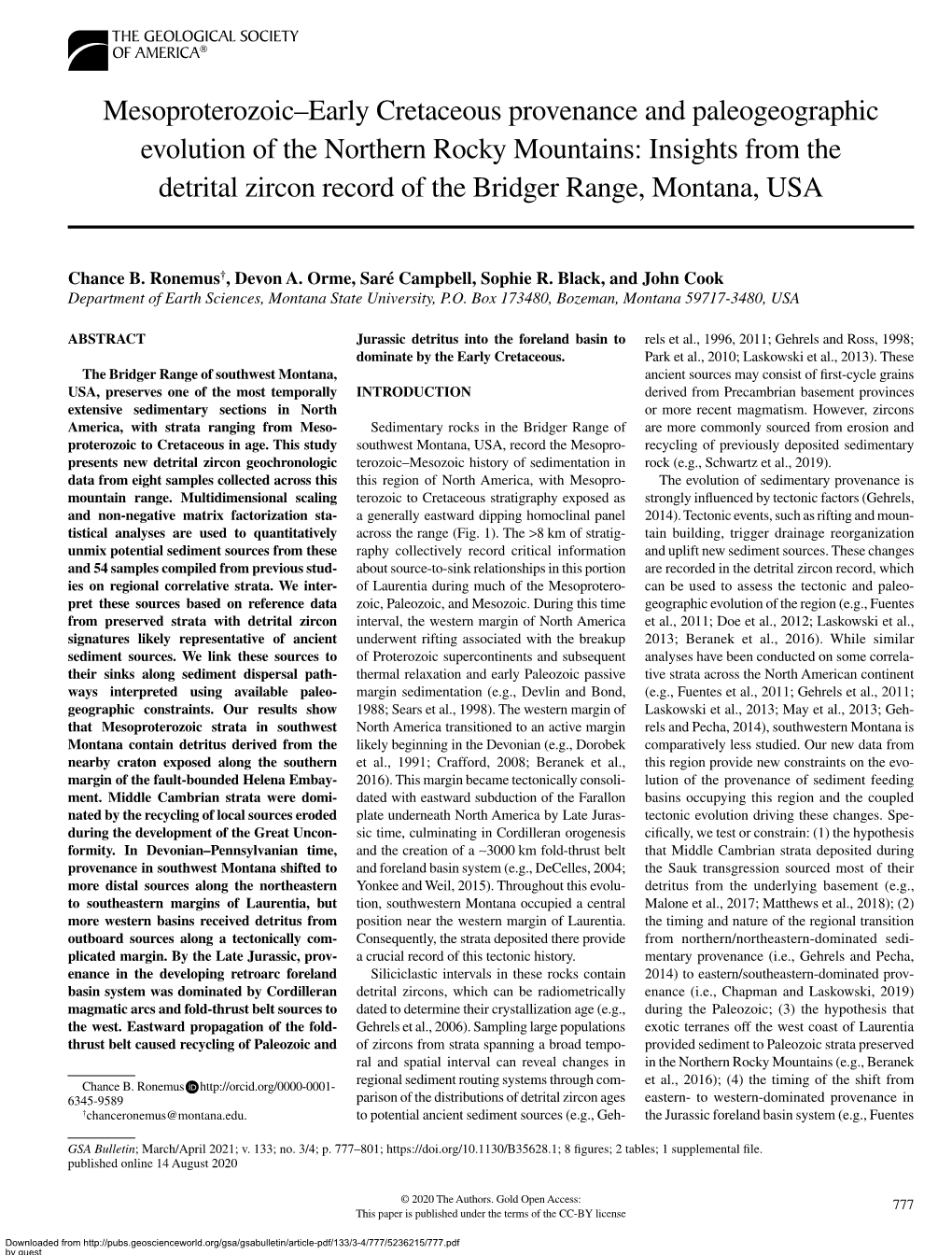 Mesoproterozoic–Early Cretaceous Provenance and Paleogeographic Evolution of the Northern Rocky Mountains