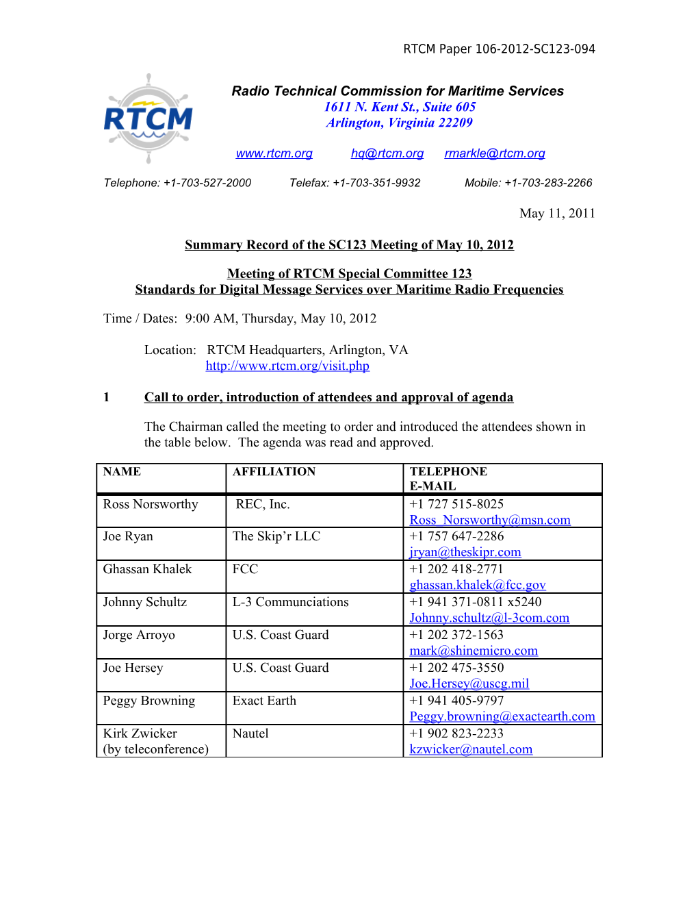 Radio Technical Commission for Maritime Services