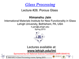 Glass Processing Lecture #26