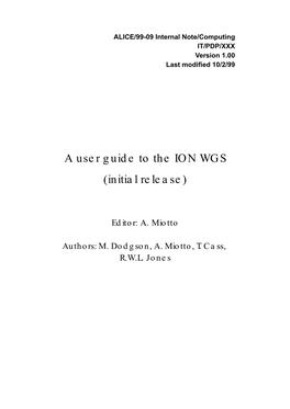 A User Guide to the ION WGS (Initial Release)