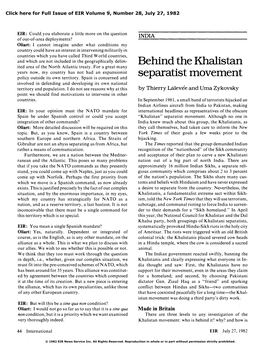 Behind the Khalistan Separatist Movement