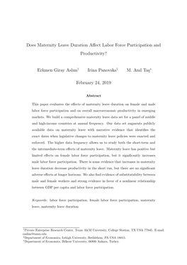Does Maternity Leave Duration Affect Labor Force Participation And