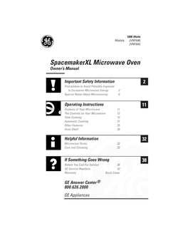 Spacemakerxl Microwave Oven Owner's Manual
