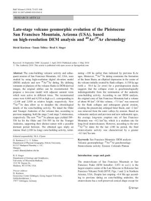 Late-Stage Volcano Geomorphic Evolution of the Pleistocene San Francisco Mountain, Arizona (USA), Based on High-Resolution DEM Analysis and 40Ar/39Ar Chronology