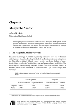 Chapter 9 Maghrebi Arabic Adam Benkato University of California, Berkeley
