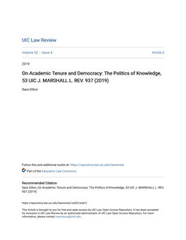The Politics of Knowledge, 53 UIC J. MARSHALL L. REV. 937 (2019)