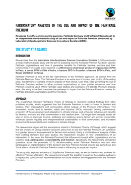 Participatory Analysis of the Use and Impact of the Fairtrade Premium The