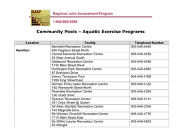 Community Pools – Aquatic Exercise Programs