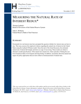 Measuring the Natural Rate of Interest Redux*