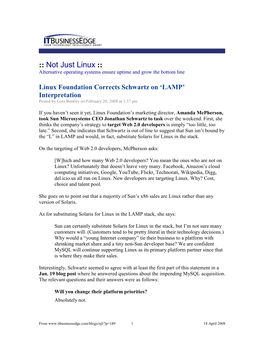 Linux Foundation Corrects Schwartz on 'LAMP' Interpretation