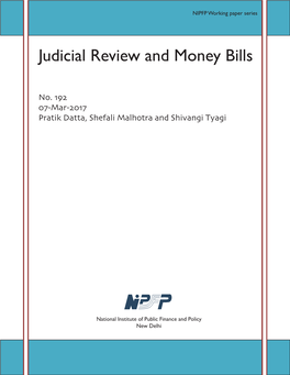 Judicial Review and Money Bills