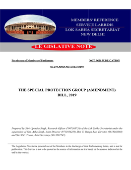 The Special Protection Group (Amendment) Bill, 2019