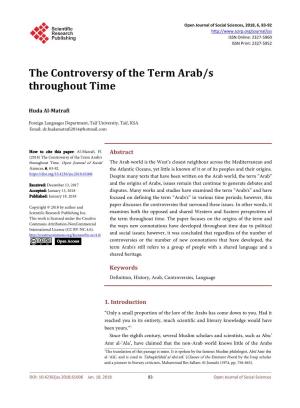 The Controversy of the Term Arab/S Throughout Time