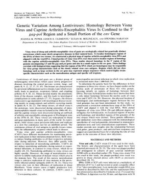 Genetic Variation Among Lentiviruses: Homology