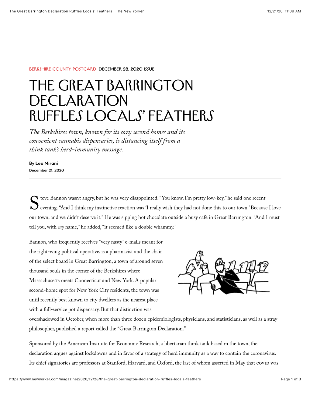 The Great Barrington Declaration Ruffles Locals’ Feathers | the New Yorker 12/21/20, 11:09 AM