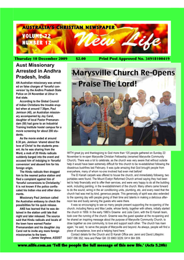 Marysville Church Re-Opens – Praise the Lord!