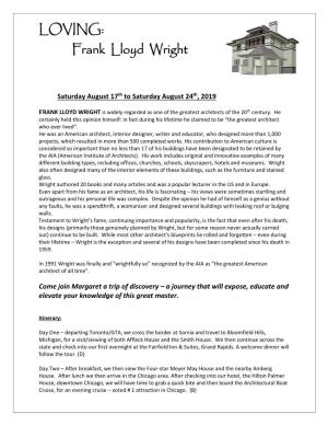 LOVING: Frank Lloyd Wright
