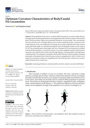 Optimum Curvature Characteristics of Body/Caudal Fin Locomotion