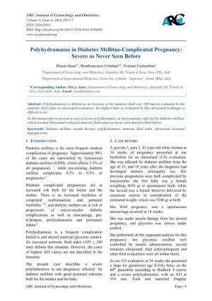 Polyhydramnios in Diabetes Mellitus-Complicated Pregnancy: Severe As Never Seen Before