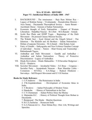Intellectual History of India 1800 – 1947 I. BACKGROUND