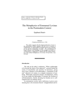 The Metaphysics of Emmanuel Levinas in the Postmodern Context