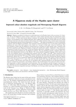 A Hipparcos Study of the Hyades Open Cluster