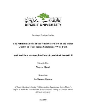 The Pollution Effects of the Wastewater Flow on the Water Quality in Wadi Sarida Catchment / West Bank