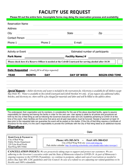Facility Use Request Form