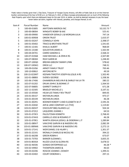 Item # Parcel Number Name Amount 1 100-00-01805 ANYTOWN