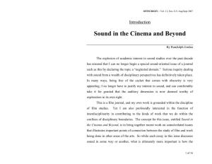 Sound in the Cinema and Beyond