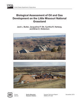 Biological Assessment of Oil and Gas Development on the Little Missouri National Grassland
