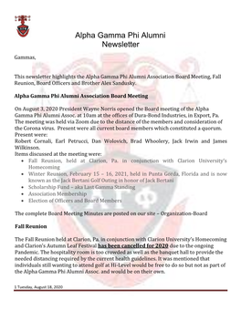 Alpha Gamma Phi Alumni Newsletter