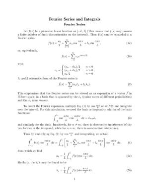 Fourier Series and Integrals Fourier Series