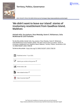 Stories of Involuntary Resettlement from Gaadhoo Island, Maldives