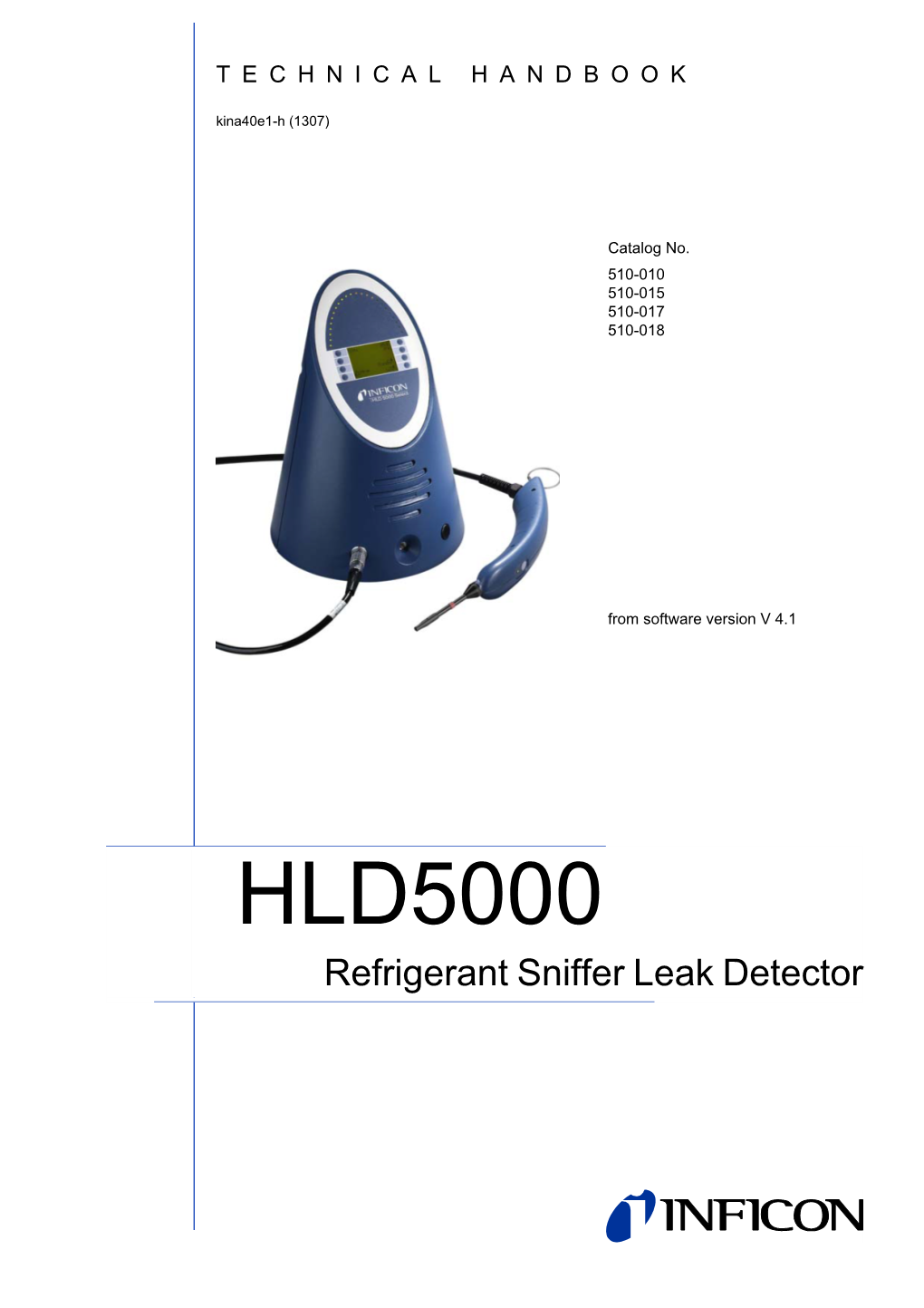 HLD5000 Refrigerant Sniffer Leak Detector Technical Handbook Technical (1307) Kina40e IVZ.Fm