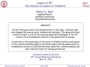 The History of Lasers at Stanford Group