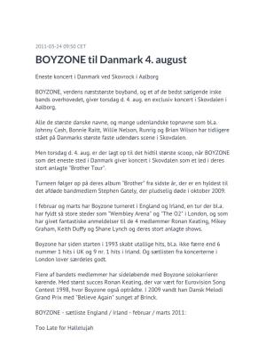 BOYZONE Til Danmark 4. August