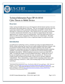 Cyber Threats to Mobile Devices