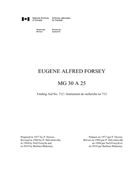 Eugene Alfred Forsey Mg 30 a 25
