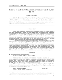 Lichens of Eastern North America Exsiccati. Fascicle II, Nos. 51-100