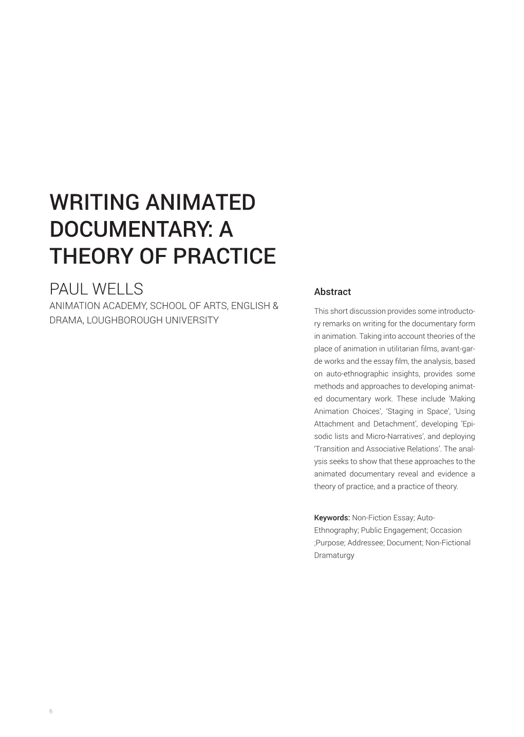 Writing Animated Documentary: a Theory of Practice