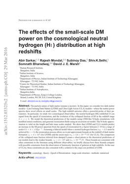 The Effects of the Small-Scale DM Power on the Cosmological Neutral Hydrogen (HI ) Distribution at High Redshifts