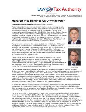 Manafort Plea Reminds Us of Whitewater