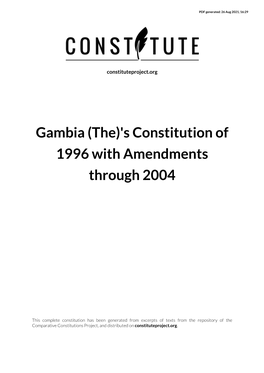 Gambia (The)'S Constitution of 1996 with Amendments Through 2004